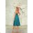 Langes, elegantes Damenkleid mit breiten Trägern (SL) FRENCH FASHION FMPEL23VELVET zelená smaragdová 40