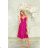 Langes, elegantes Damenkleid mit breiten Trägern (SL) FRENCH FASHION FMPEL23VELVET dunkelrosa 38