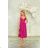 Langes, elegantes Damenkleid mit breiten Trägern (SL) FRENCH FASHION FMPEL23VELVET dunkelrosa 38