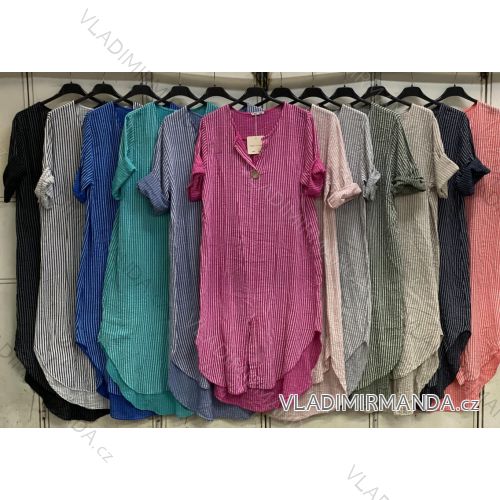 Šaty košilové oversize krátký rukáv dámské (M/L//XL ONE SIZE) ITALSKÁ MÓDA IM422525