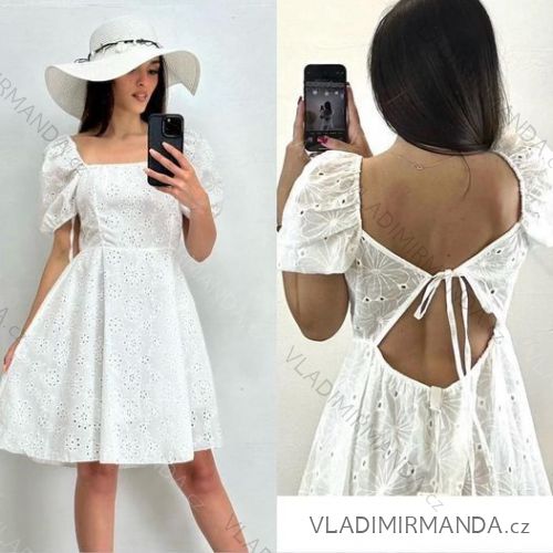 Kurzärmliges Kleid aus Spitze und Baumwolle für Damen (Einheitsgröße S/M) ITALIAN FASHION IMM23M7267