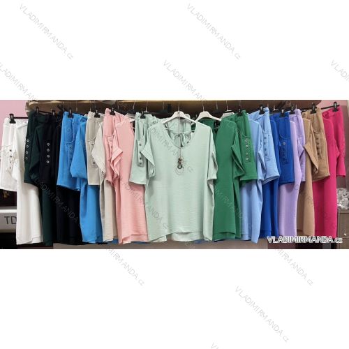 Damen-Set aus Tunika und Shorts in Übergröße mit Anhänger (54/56/58 Einheitsgröße) ITALIAN FASHION IMWQ24214