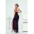 Langes, elegantes Damenkleid mit breiten Trägern (SL) FRENCH FASHION FMPEL23VELVET schwarz 34