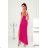 Langes, elegantes Damenkleid mit breiten Trägern (SL) FRENCH FASHION FMPEL23VELVET růžová fuchsiová 34