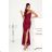 Langes, elegantes Damenkleid mit breiten Trägern (SL) FRENCH FASHION FMPEL23VELVET Wein 36