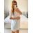 Kleid / Hemd Sommer Damen Strip (uni sl) ITALIENISCHE Mode IM718953 M / L weiß