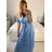 Kleid mit 3/4 Ärmeltasche für Damen (uni sl) ITALIAN Fashion IMWD20529 -   hellblau -   S / M