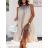 Damen Langarm Hoodie Kleid (S / M ONE SIZE) ITALIAN FASHION IMWA216095 beige S / M
