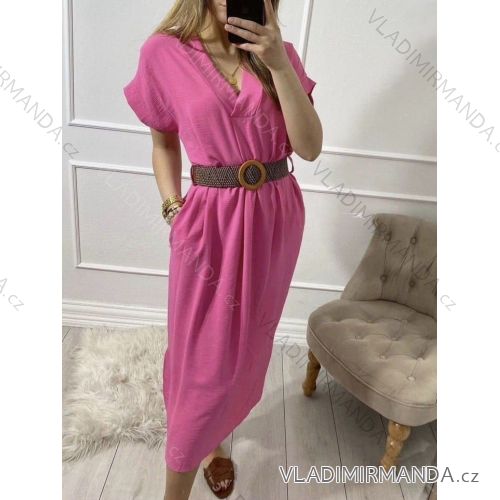 Kurzärmliges Sommerkleid aus Baumwolle für Damen (S / M / L / XL ONE SIZE) ITALIAN FASHION IMD22472
