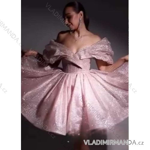 Elegantes, kurzes Carmen-Glitzerkleid für Damen (S/M Einheitsgröße) ITALIAN FASHION IMHMS24246