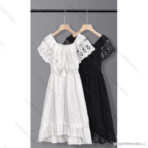 Kurzärmliges Kleid aus Spitze und Baumwolle für Damen (Einheitsgröße S/M) ITALIAN FASHION IMM23M7267