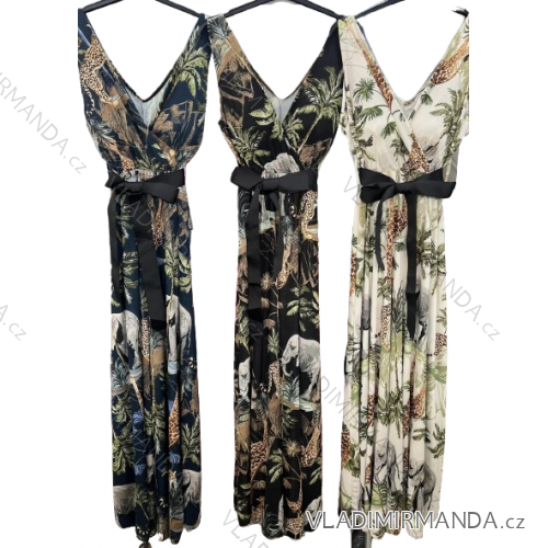 Šaty dlouhé na ramínka icecool s páskem (one size s/m) ITALSKá MóDA IMM200481