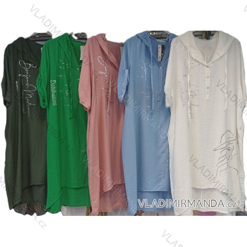Šaty košilové oversize krátký rukáv dámské (M/L//XL ONE SIZE) ITALSKÁ MÓDA IM422525