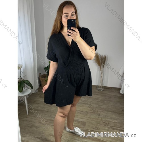 Langer Overall mit Anhänger 3/4 Langarm Damen Übergröße (50-58) ITALIAN FASHION IMWEC24016 -   schwarz -   46/48