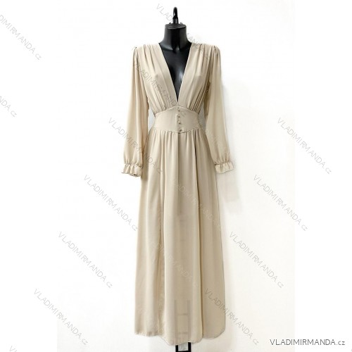 Langärmeliges Sommerkleid für Damen (Einheitsgröße S/M) ITALIAN FASHION IMPES238990 beige S / M
