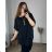 Shirt verlängert 3/4 Langarm Damen (L/XL/2XL ONE SIZE) ITALIAN FASHION IM423025  schwarz
