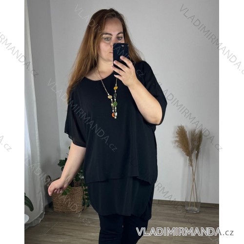 Shirt verlängert 3/4 Langarm Damen (L/XL/2XL ONE SIZE) ITALIAN FASHION IM423025  schwarz