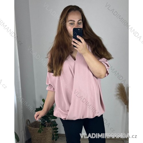 Shirt verlängert 3/4 Langarm Damen (L/XL/2XL ONE SIZE) ITALIAN FASHION IM423025 60/62 růžová starorůžová