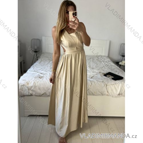 Langes Chiffon-Kurzarmkleid für Damen (S/M ONE SIZE) ITALIAN FASHION IMWGM23456