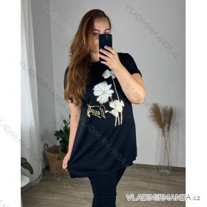 Tunika mit Anhänger Kurzarm Damen Übergröße (3XL/4XL ONE SIZE) ITALIAN FASHION IMC24183