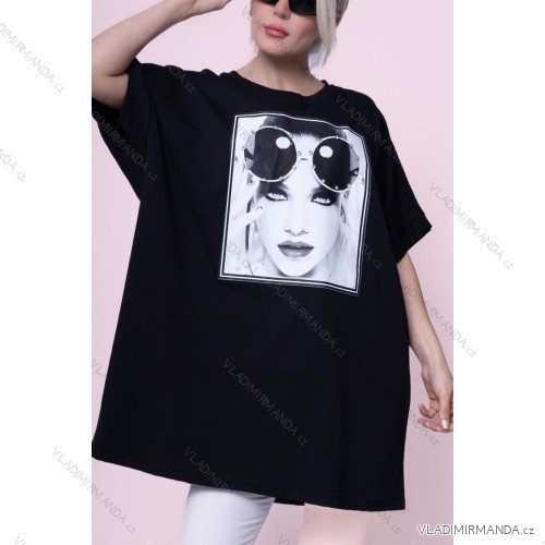 Tunika oversize dlouhý rukáv dámská (S/M ONE SIZE) ITALSKÁ MÓDA IMWGB23966 -   schwarz -   44/46