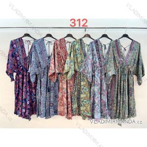 Indisches Sommerkleid mit kurzen Ärmeln für Damen (Einheitsgröße S/M/L) INDIAN FASHION IMM24MHE170G