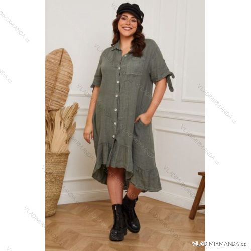 Langes Chiffon-Kurzarmkleid für Damen (S/M ONE SIZE) ITALIAN FASHION IMWGM23456