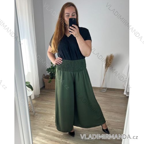 Damen-Set aus langen Hosen und Langarmhemd in Übergröße (L/XL/2XL Einheitsgröße) POLISH FASHION IMWT23BELLA zelená khaki 56/58