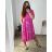 Langes Chiffon-Kurzarmkleid für Damen (S/M ONE SIZE) ITALIAN FASHION IMWGS231048