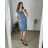 Damen-Sommerkleid aus Leinen mit kurzen Ärmeln (M-3XL) ITALIAN FASHION IM422STELA-14/DU -   blau -   XL