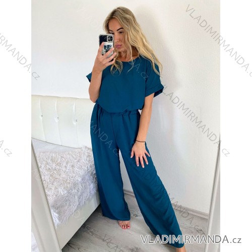 Sommer-Tunika- und Hosen-Set für Damen (Einheitsgröße S/M/L) ITALIAN FASHION IM424200/DU – Petrolblau – M/L