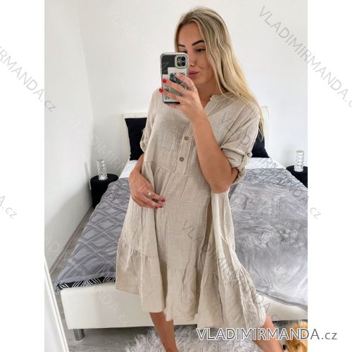 Damen Langarm Rollkragen Kleid (uni s-l) ITALIENISCHE MODE IM720011