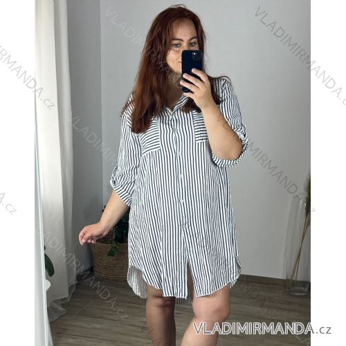Kurzarmhemd Kleid Kleid (uni L-2XL) ITALIENISCH MODA IMS20002