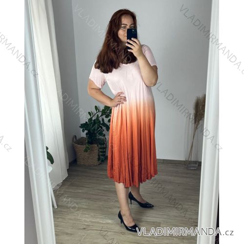Langes Chiffon-Kurzarmkleid für Damen (S/M ONE SIZE) ITALIAN FASHION IMWGS231048
