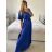 Langes Chiffon-Kurzarmkleid für Damen (S/M ONE SIZE) ITALIAN FASHION IMWGS231048