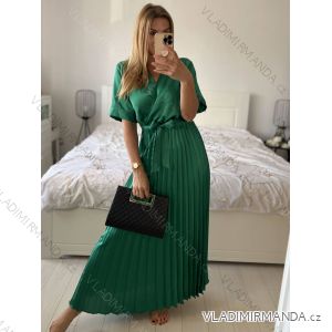 Langes Chiffon-Kurzarmkleid für Damen (S/M ONE SIZE) ITALIAN FASHION IMWGS231048
