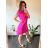 Sommerkleid Langarm geblümte Damen (UNI S / L) ITALIAN FASHION IMK20150 36 růžová neon