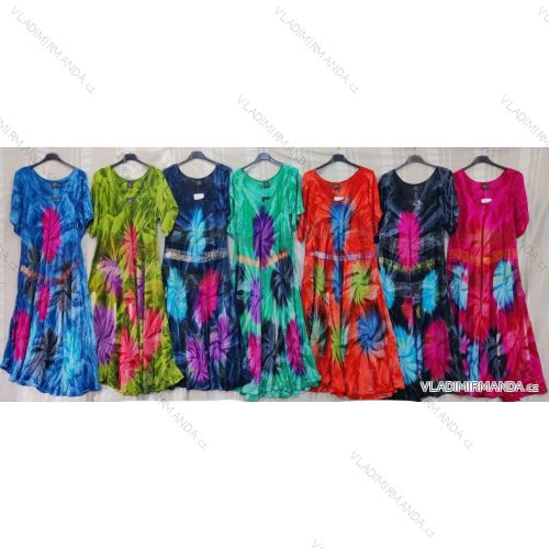 Indian Summer Kurzarm-Damenkleid in Übergröße (54/58 EINHEITSGRÖSSE) ITALIAN FASHION IMBM24072