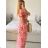 Damen-Sommerkleid mit kurzen Ärmeln und Fransen im Carmen-Stil (M/L, XL/2XL, Einheitsgröße) ITALIAN FASHION IMB23B231 M / L pink