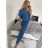 Langes Chiffon-Kurzarmkleid für Damen (S/M ONE SIZE) ITALIAN FASHION IMWGM23456 -   modrá džínová -   M / L