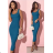 Langes gefüttertes Sommerkleid auf Trägern Damen (S / M ONE SIZE) ITALIAN FASHION IMD22491 -   modrá petrolejová -   S / M
