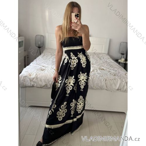 Carmen Sommer Sommer Schulterkleid (UNI S / M) ITALIENISCHE MODE IMM20628 S / M schwarz