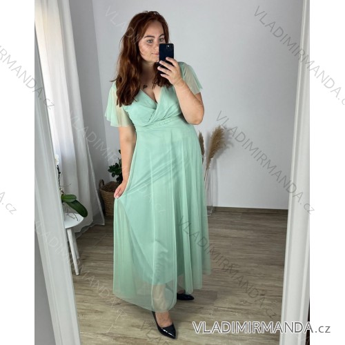 Kleid Lang Elegant Party Kurzarm Damen Übergröße (2XL-4XL) ITALIAN FASHION IMPSH233589V modrá mintova 50/52