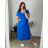 Übergroßes Kleid mit Anhänger, kurze Ärmel, Damen, Übergröße, Baumwolle, Sommer (54/56/58 Einheitsgröße), italienische Mode, IM424381 50/52 modrá královská