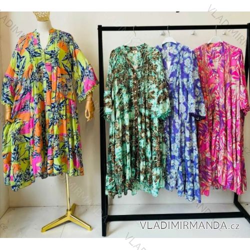 Damen-Sommerkleid mit 3/4-Ärmeln (Einheitsgröße S/M) ITALIAN FASHION IMPEM24g34