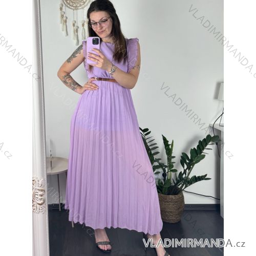 Ärmelloses langes Partykleid aus Paillettensamt für Damen (S/M EINHEITSGRÖSSE) ITALIAN FASHION IMWB233931