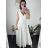Langes Chiffon-Kurzarmkleid für Damen (S/M ONE SIZE) ITALIAN FASHION IMWGS231048 -   béžová smetanová -   S / M
