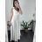Langes Chiffon-Kurzarmkleid für Damen (S/M ONE SIZE) ITALIAN FASHION IMWGS231048 -   béžová smetanová -   S / M