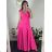 Langes Chiffon-Kurzarmkleid für Damen (S/M ONE SIZE) ITALIAN FASHION IMWGS231048 -   béžová smetanová -   S / M