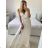 Langes Chiffon-Kurzarmkleid für Damen (S/M ONE SIZE) ITALIAN FASHION IMWGS231048 -   béžová smetanová -   S / M